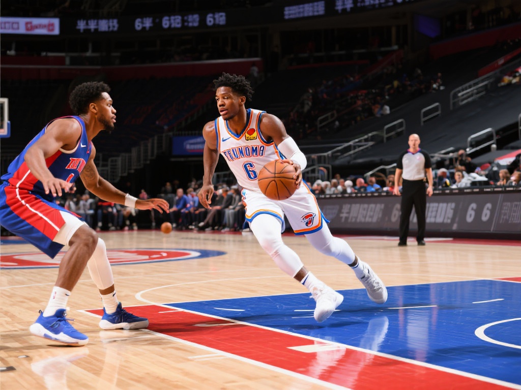 施罗德突破防守上篮得分，活塞半场仍以6分落后雷霆