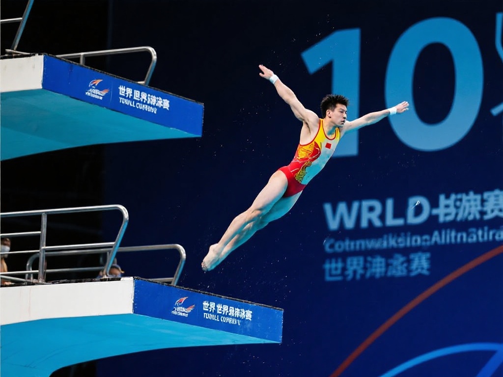 跳水世界杯男子10米台决赛朱子锋精彩瞬间 在世界跳水舞台上,10米跳台项目一直备受